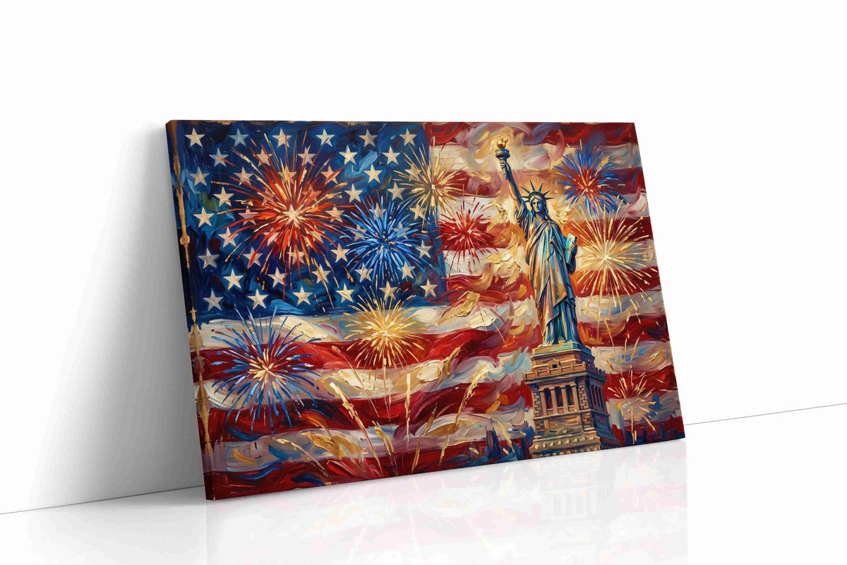 Liberty's Jubilant Night patriotic canvas print, gallery-wrapped, ready to hang