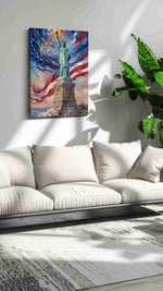 Liberty's Luminous Horizon patriotic canvas print, on wall, lifestyle preview