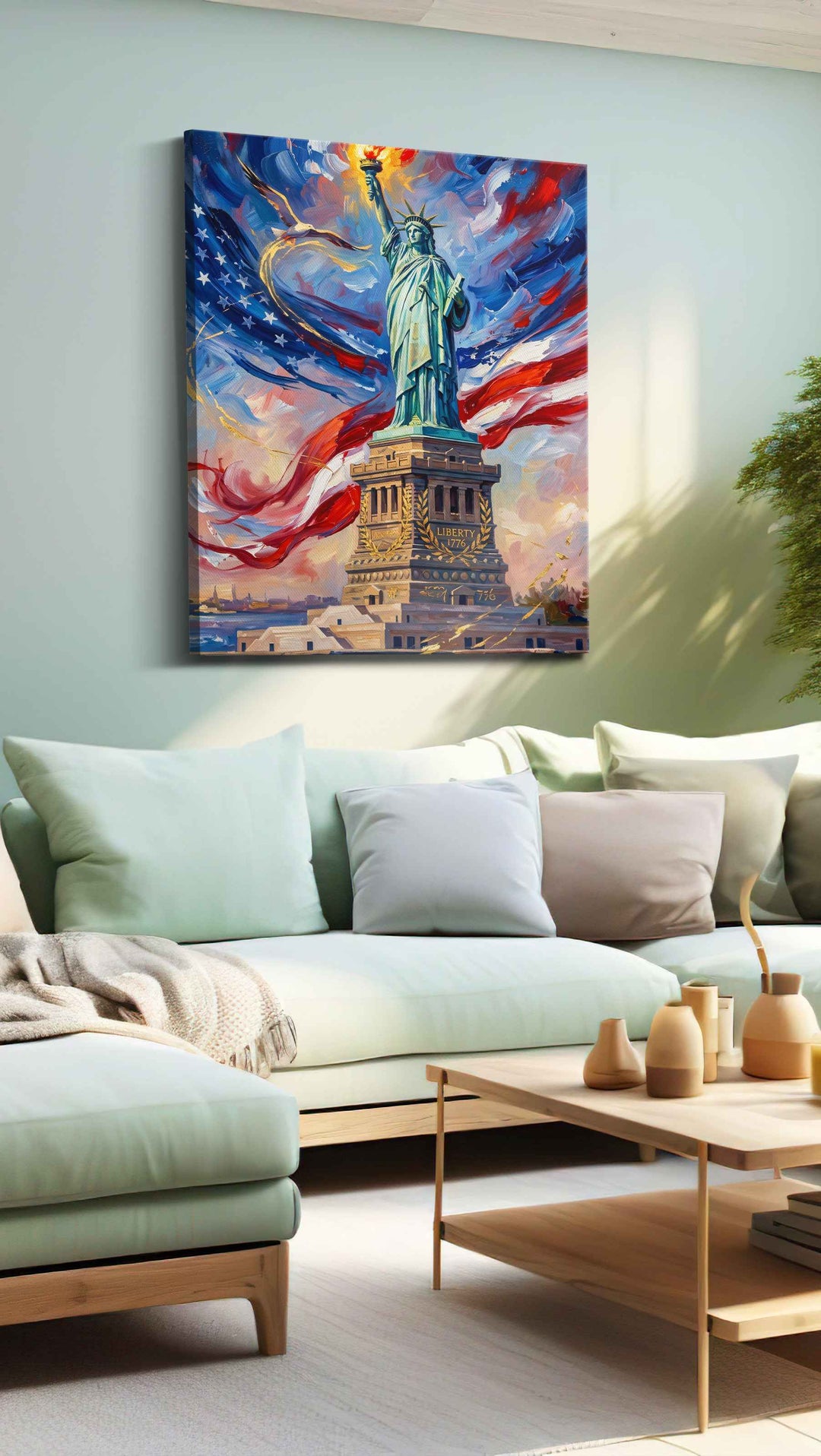 Liberty's Luminous Horizon – patriotic canvas wall art, gallery-wrapped, ready to hang
