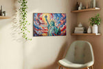 Liberty's Radiant Glory patriotic canvas print styled in a living room