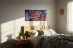 Sky Symphony over Brooklyn patriotic canvas print, displayed in a bedroom