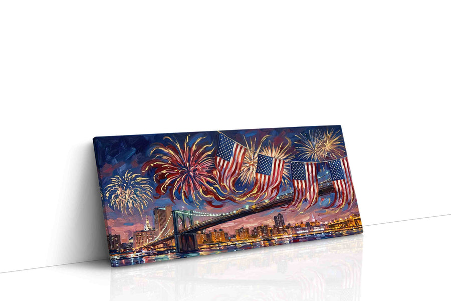 Sky Symphony over Brooklyn patriotic canvas print, gallery-wrapped, ready to hang