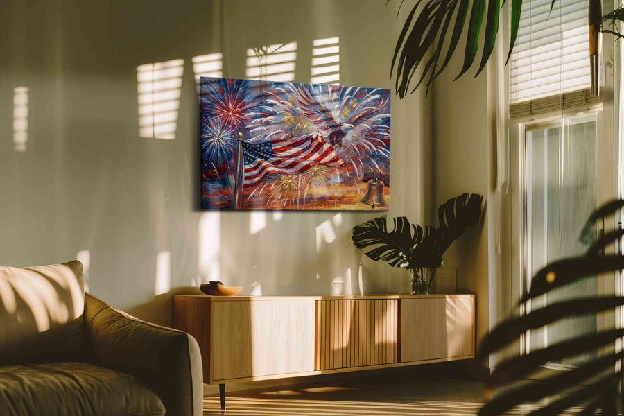 Soaring Freedom Symphony patriotic canvas print, on wall, lifestyle preview