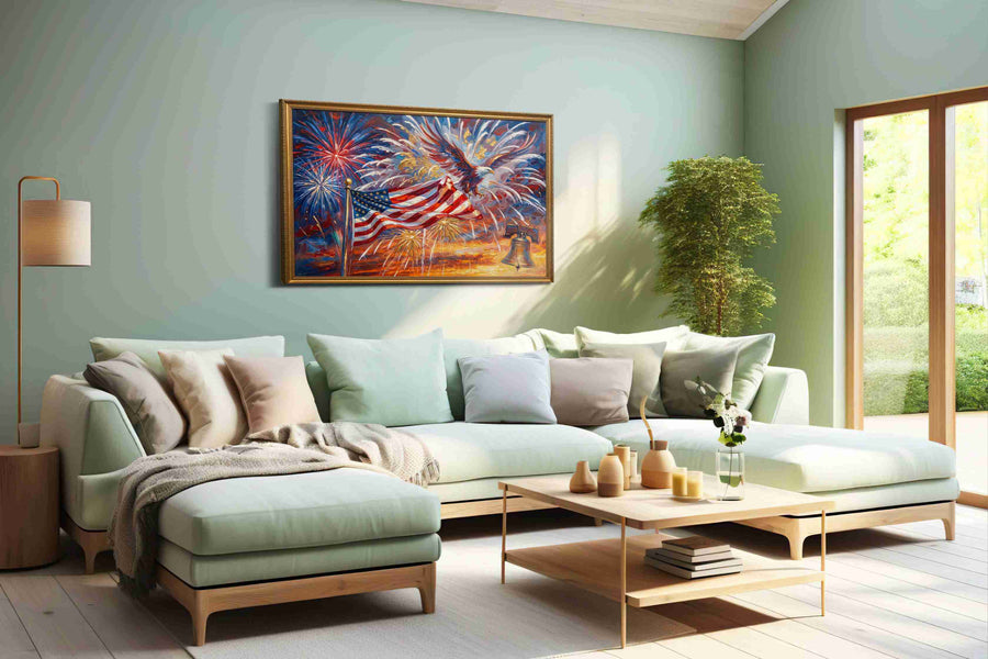 Soaring Freedom Symphony patriotic canvas print, hanging on wall