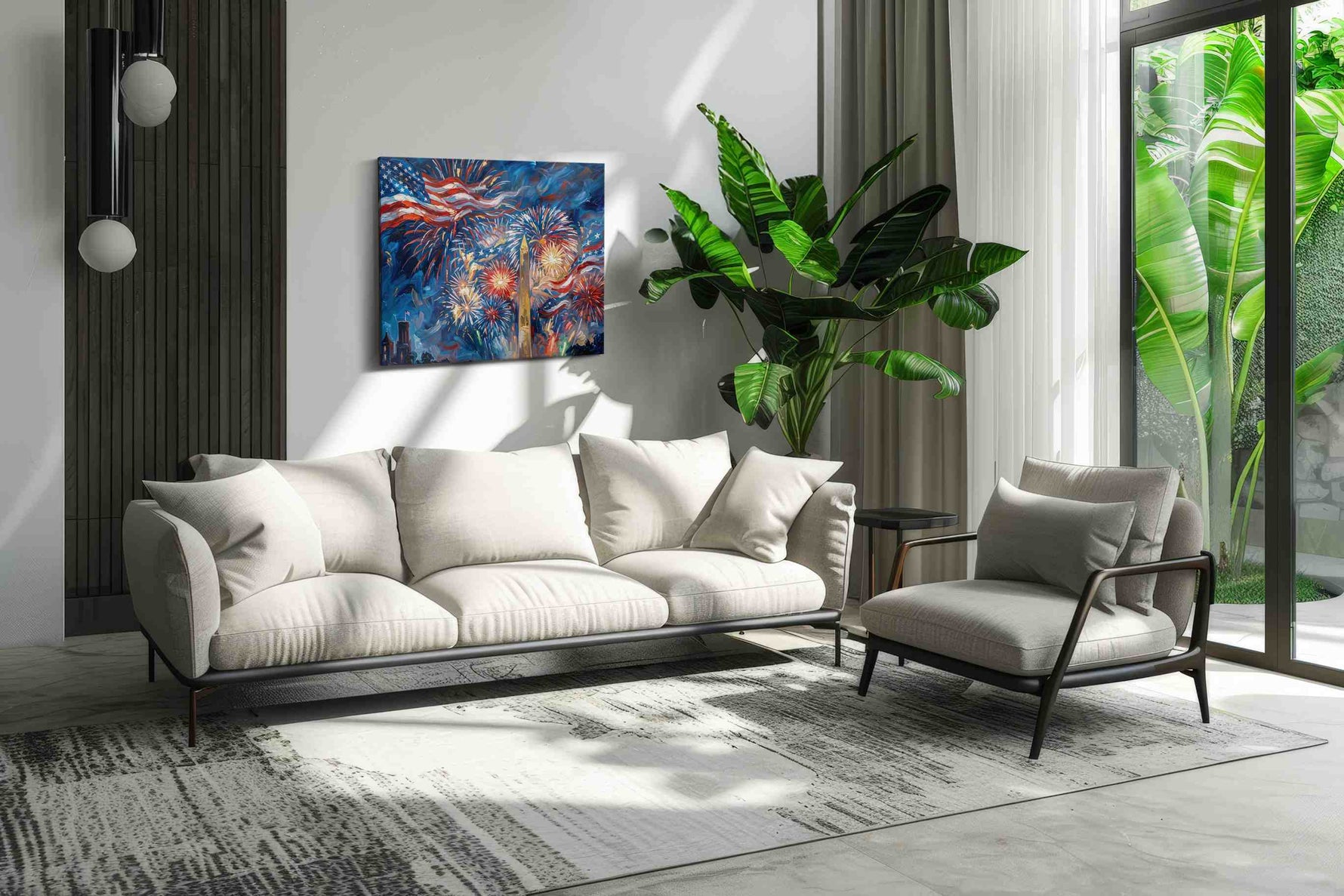 Stars Ablaze in Celebration patriotic canvas print, hanging on wall