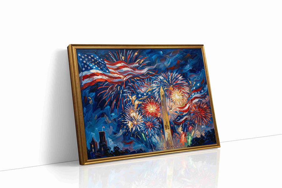 Stars Ablaze in Celebration patriotic canvas print, gallery-wrapped, ready to hang