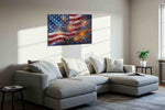 Stars and Stripes Celebration patriotic canvas print, displayed in a living room
