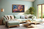 Stars and Stripes Celebration patriotic canvas print shown in a wall scene