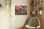 Stars and Stripes Celebration III patriotic canvas print, hanging on wall — view 2