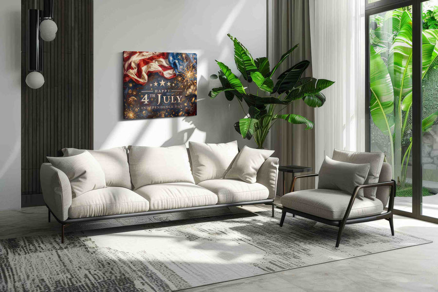 Stars and Stripes Celebration III – patriotic canvas wall art, gallery-wrapped, ready to hang