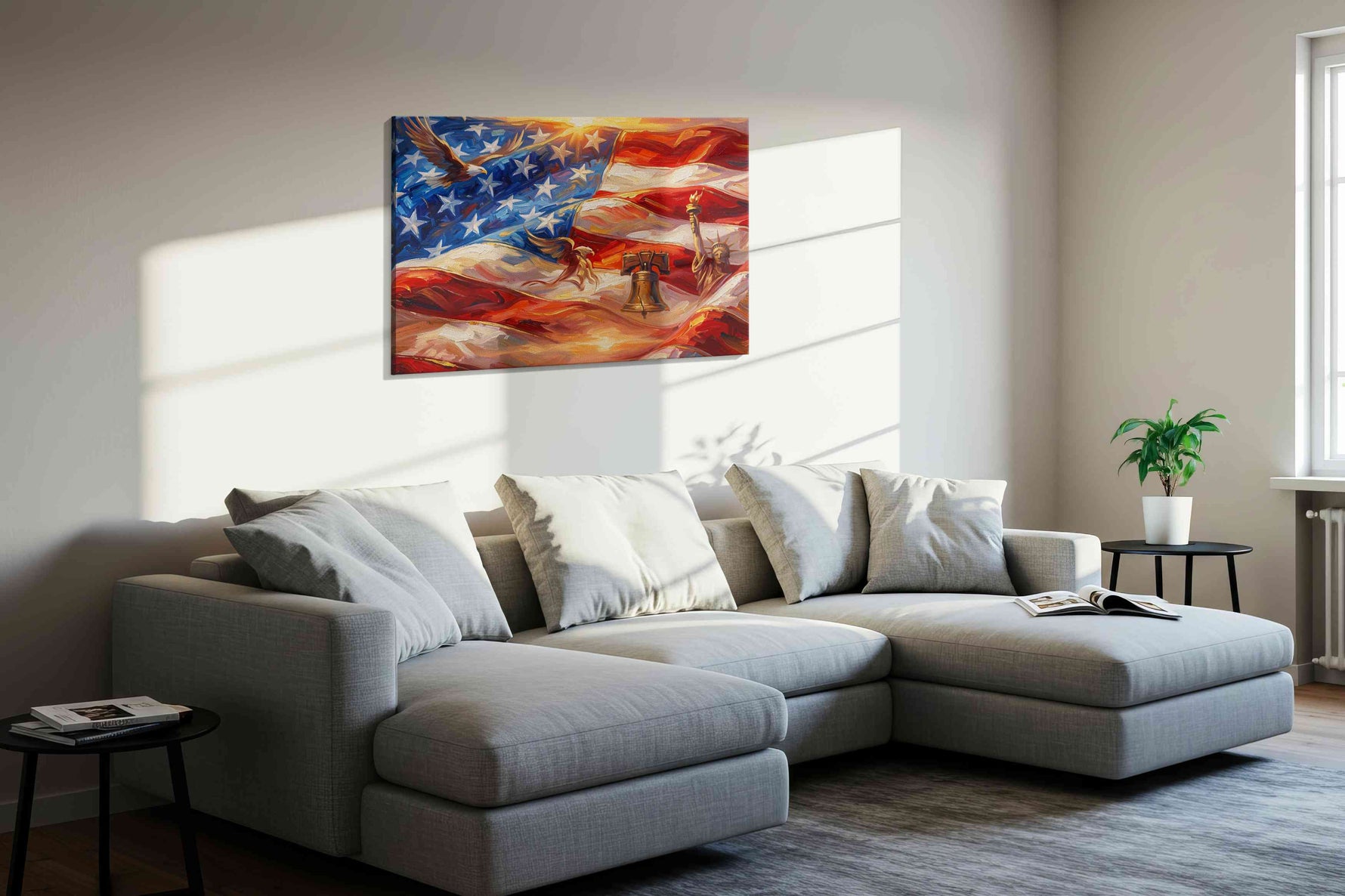 Waves of Freedom – patriotic canvas wall art, gallery-wrapped, ready to hang