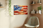 Waves of Freedom patriotic canvas print, displayed in a living room