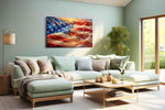 Waves of Freedom patriotic canvas print, hanging on wall