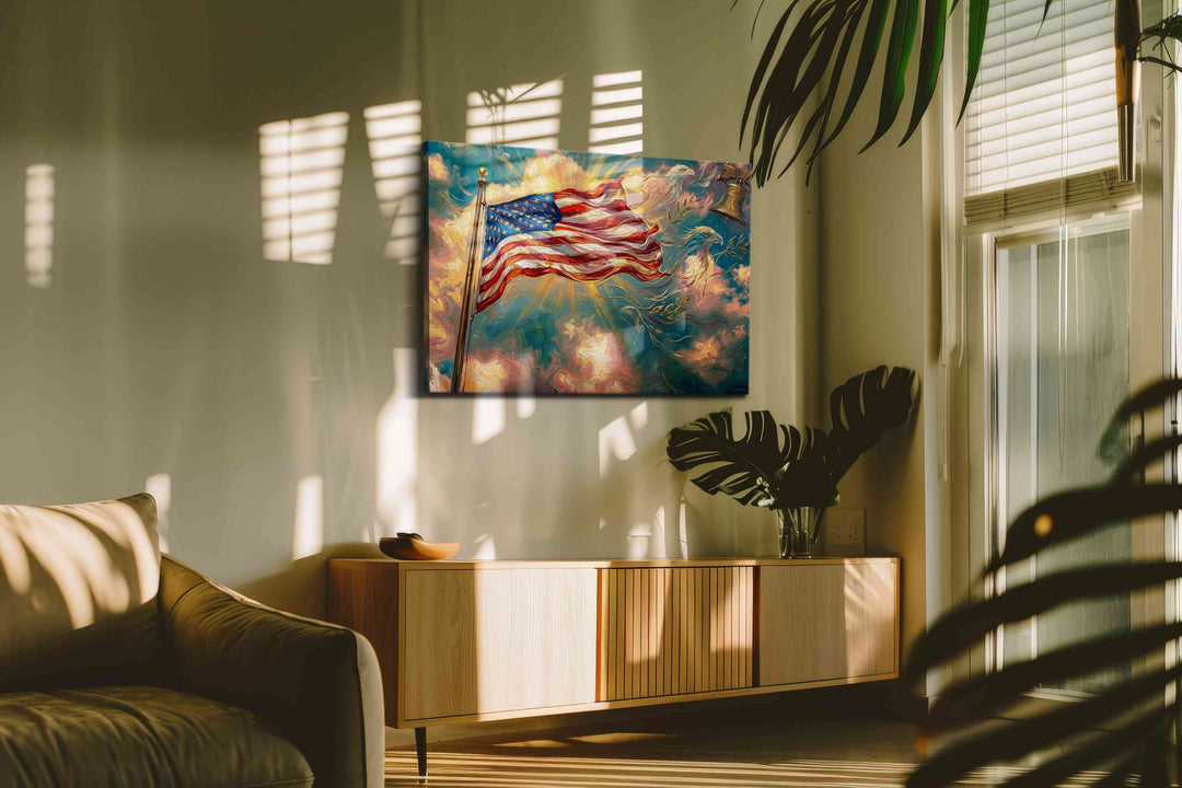 Waves of Freedom II – patriotic canvas wall art, gallery-wrapped, ready to hang