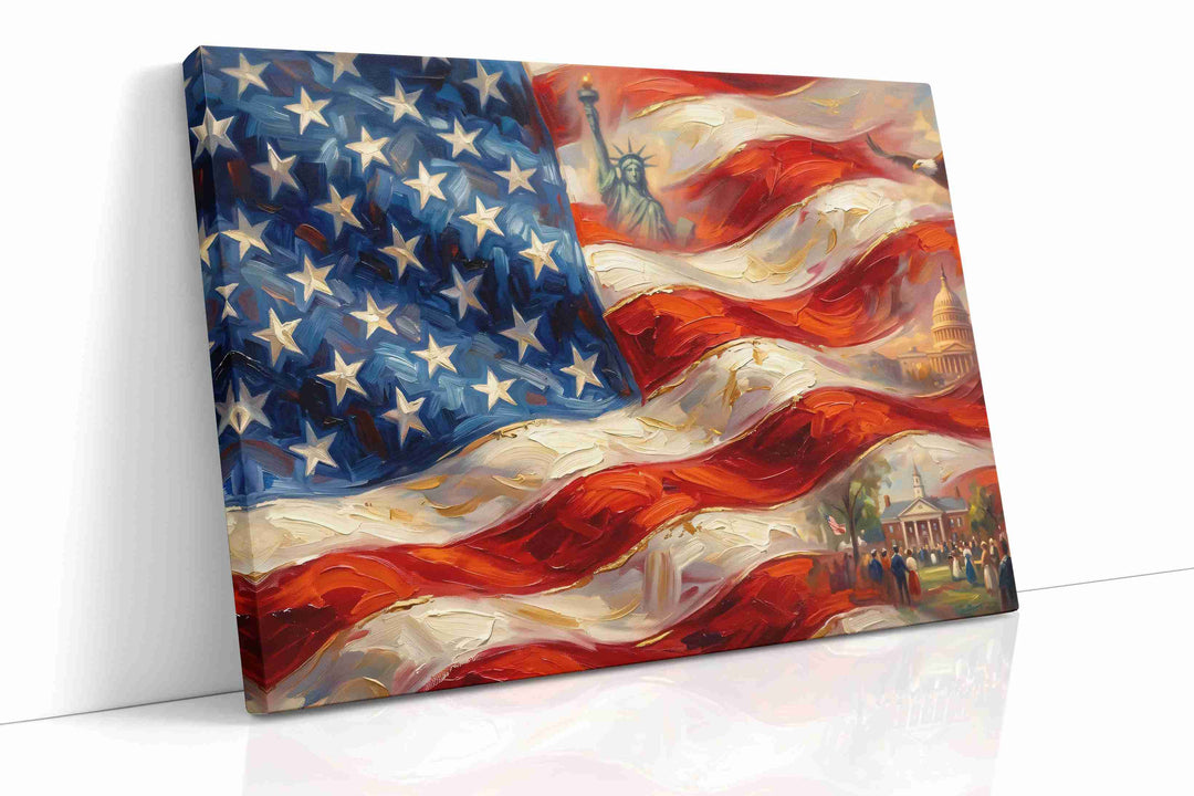 Waves of Freedom III – patriotic canvas wall art, gallery-wrapped, ready to hang