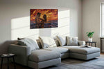 Ember's Embrace at Dusk romance canvas print, displayed in a living room
