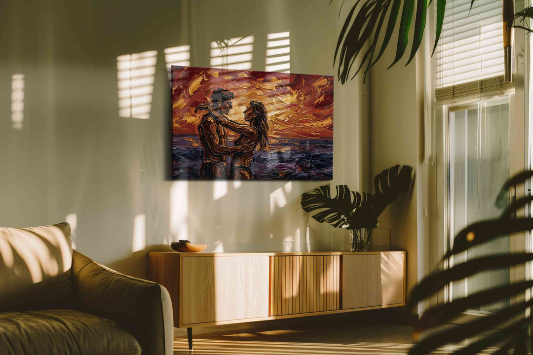 Ember's Embrace at Dusk – romance canvas wall art, gallery-wrapped, ready to hang