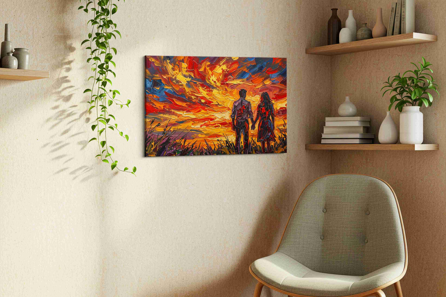 Embers of Connection – romance canvas wall art, gallery-wrapped, ready to hang