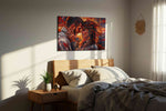 Embers of Passion romance canvas print, displayed in a bedroom