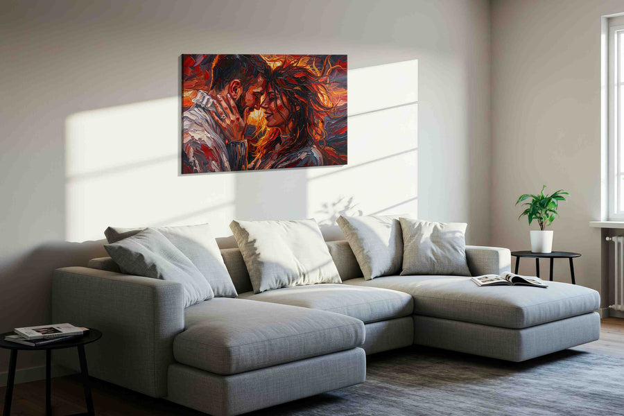 Embers of Passion romance canvas print in a living room scene