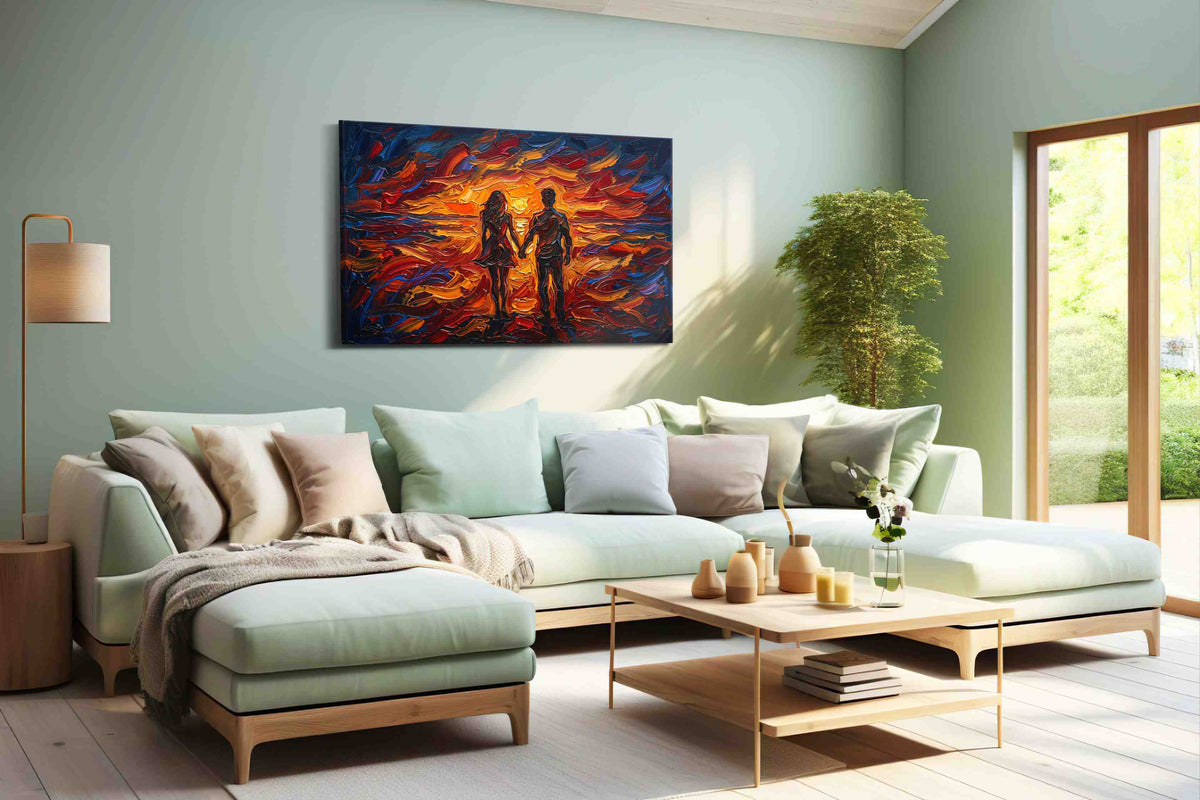 Embers of Twilight romance canvas print, hanging on wall