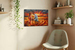 Embers of an Endless Sunset romance canvas print, hanging on wall