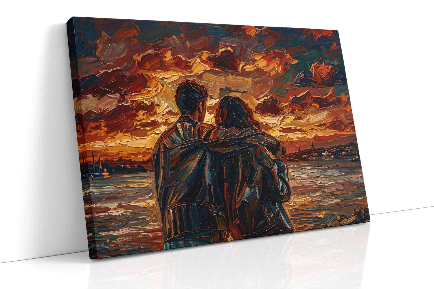 Embrace at Sunset romance canvas print, gallery-wrapped, ready to hang
