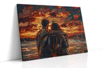 Embrace at Sunset – romance canvas wall art, gallery-wrapped, ready to hang