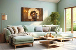 Embrace at Sunset Archway romance canvas print, hanging on wall