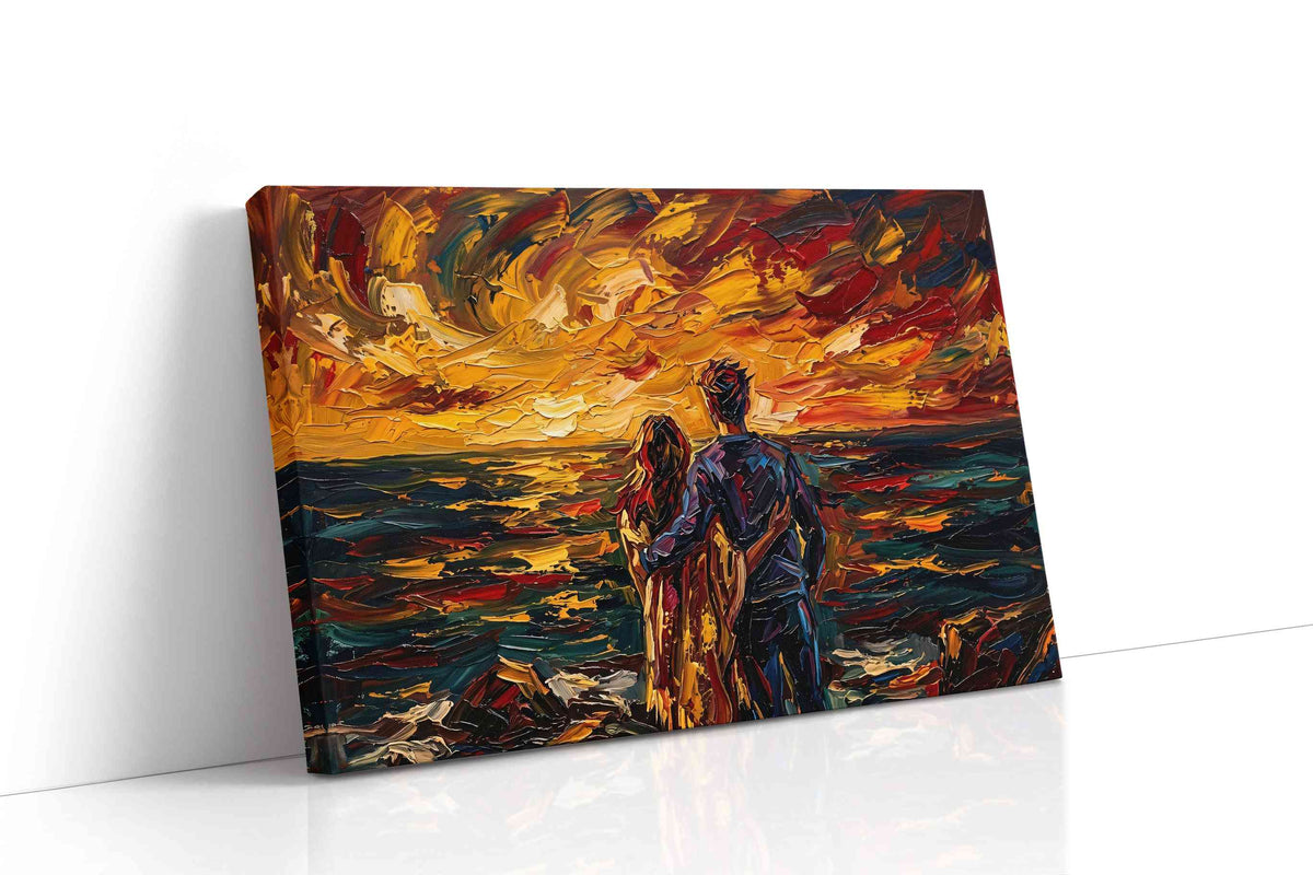 Embrace at Sunset II romance canvas print, gallery-wrapped, ready to hang
