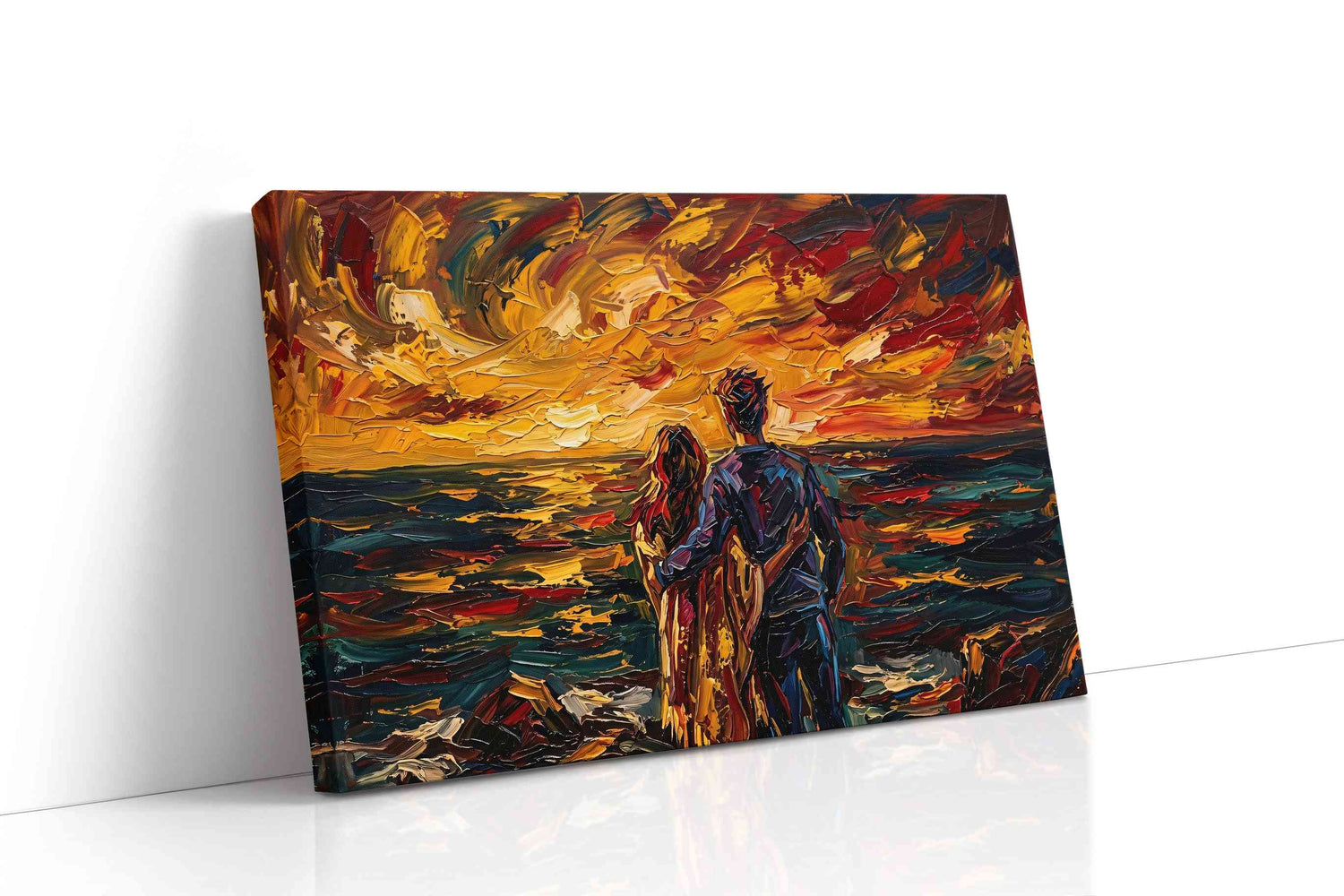 Embrace at Sunset II romance canvas print, gallery-wrapped, ready to hang