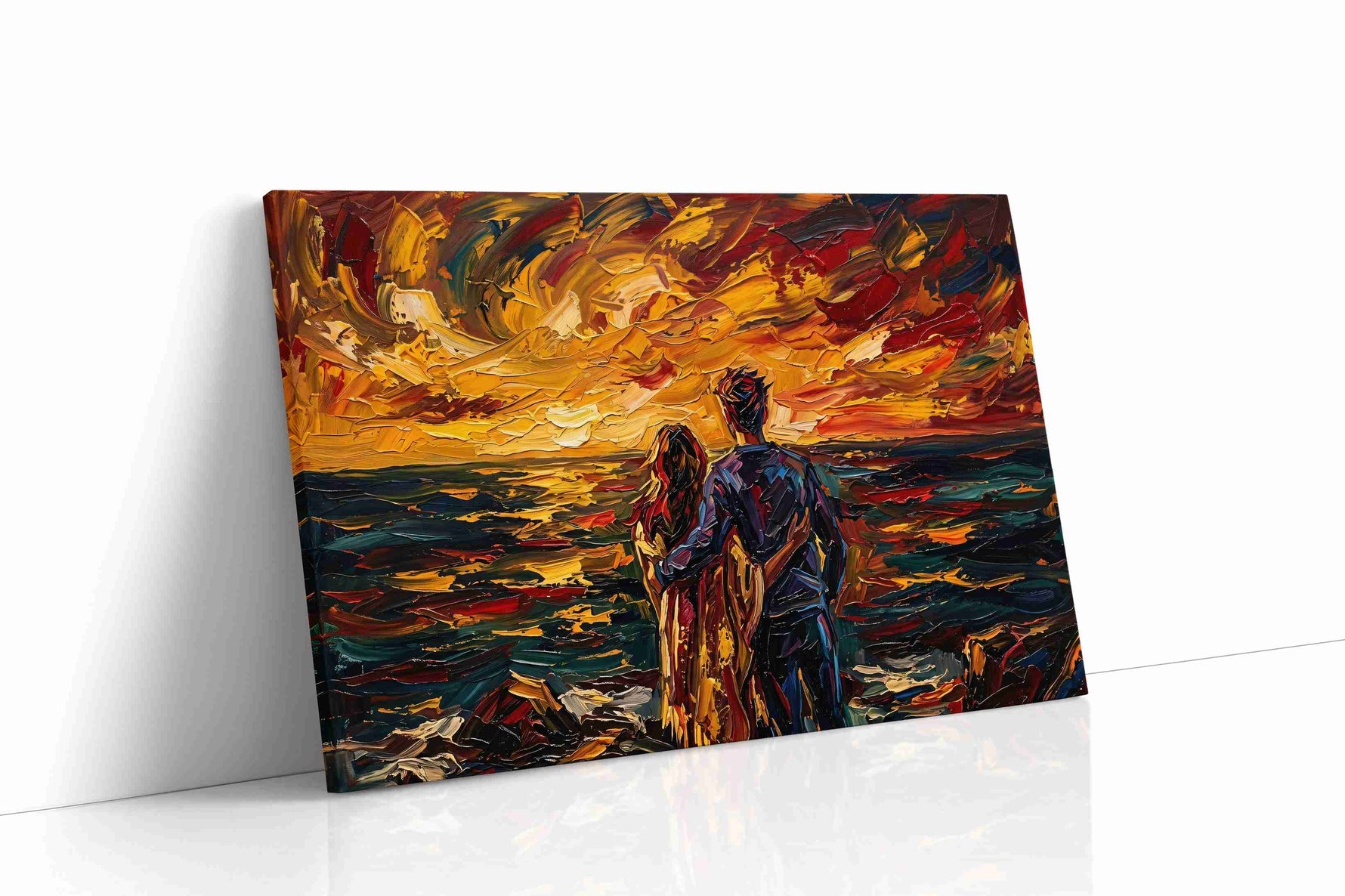 Embrace at Sunset II romance canvas print gallery-wrapped landscape canvas studio shot