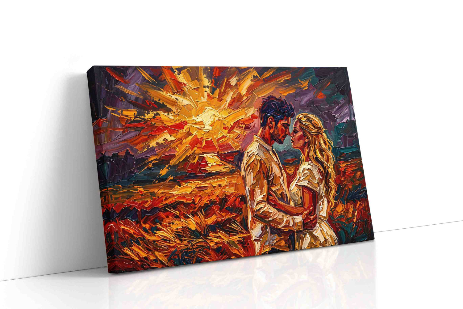 Eternal Embrace at Sunset romance canvas print, gallery-wrapped, ready to hang