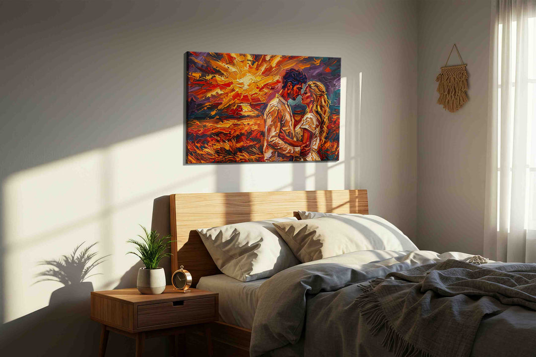 Eternal Embrace at Sunset – romance canvas wall art, gallery-wrapped, ready to hang