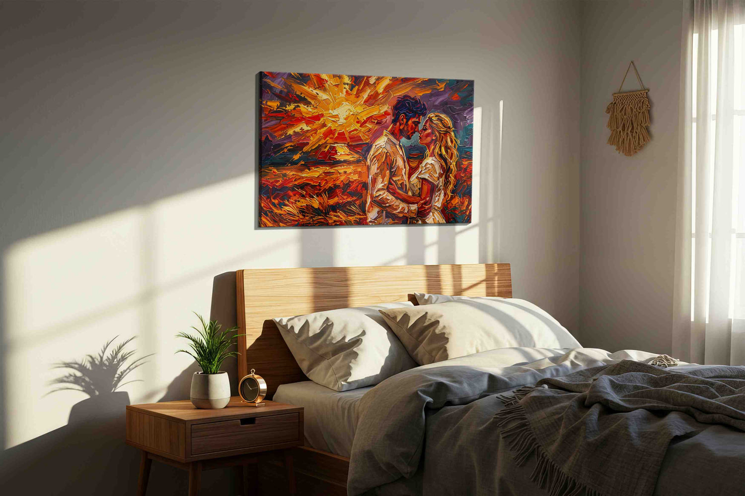 Eternal Embrace at Sunset – romance canvas wall art, gallery-wrapped, ready to hang