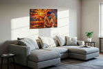 Eternal Embrace at Sunset romance canvas print, displayed in a living room