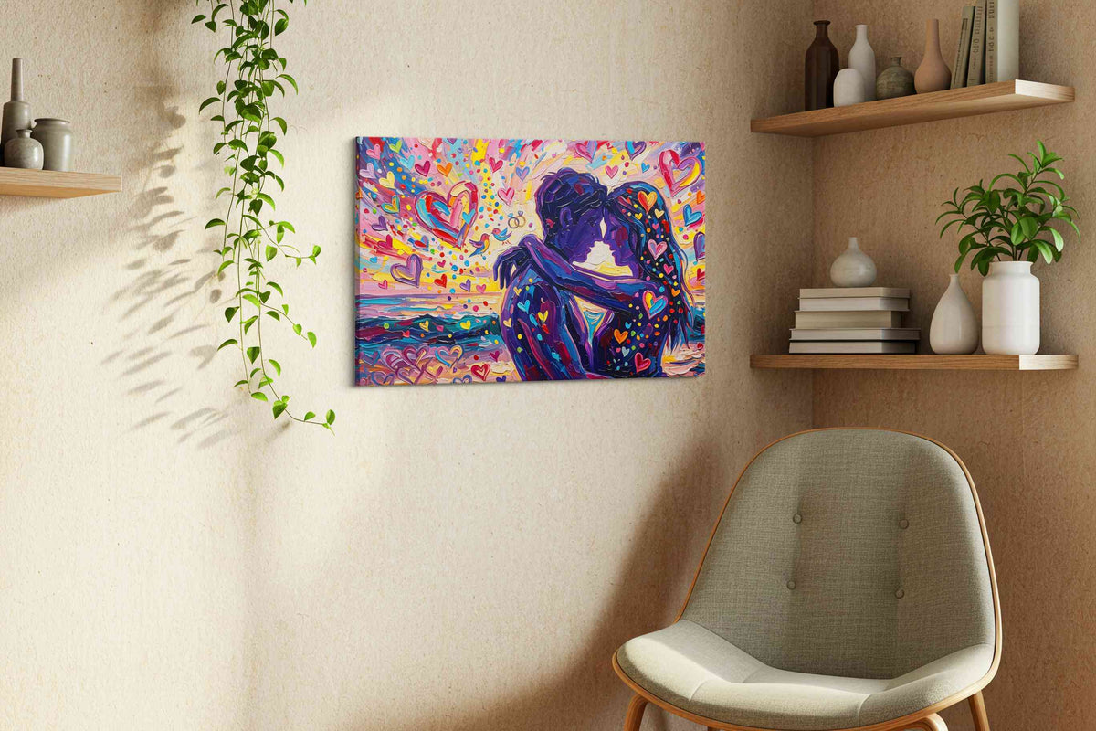 Eternal Embrace in Heartburst romance canvas print, hanging on wall — view 3