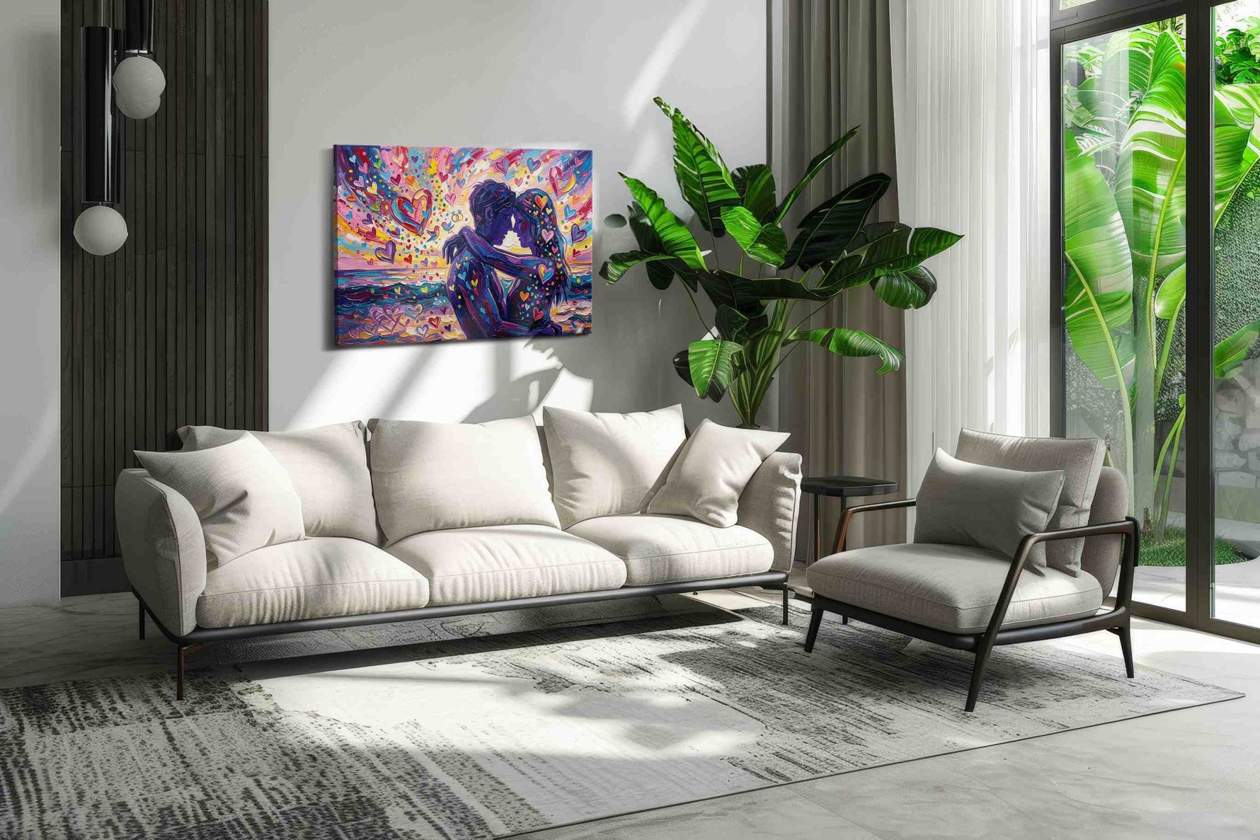 Eternal Embrace in Heartburst romance canvas print, hanging on wall