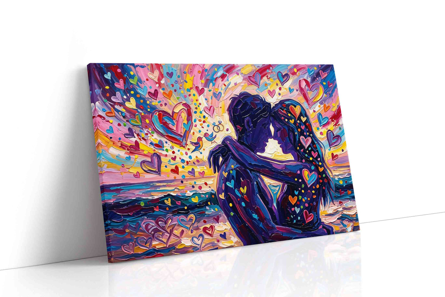 Eternal Embrace in Heartburst romance canvas print, gallery-wrapped, ready to hang