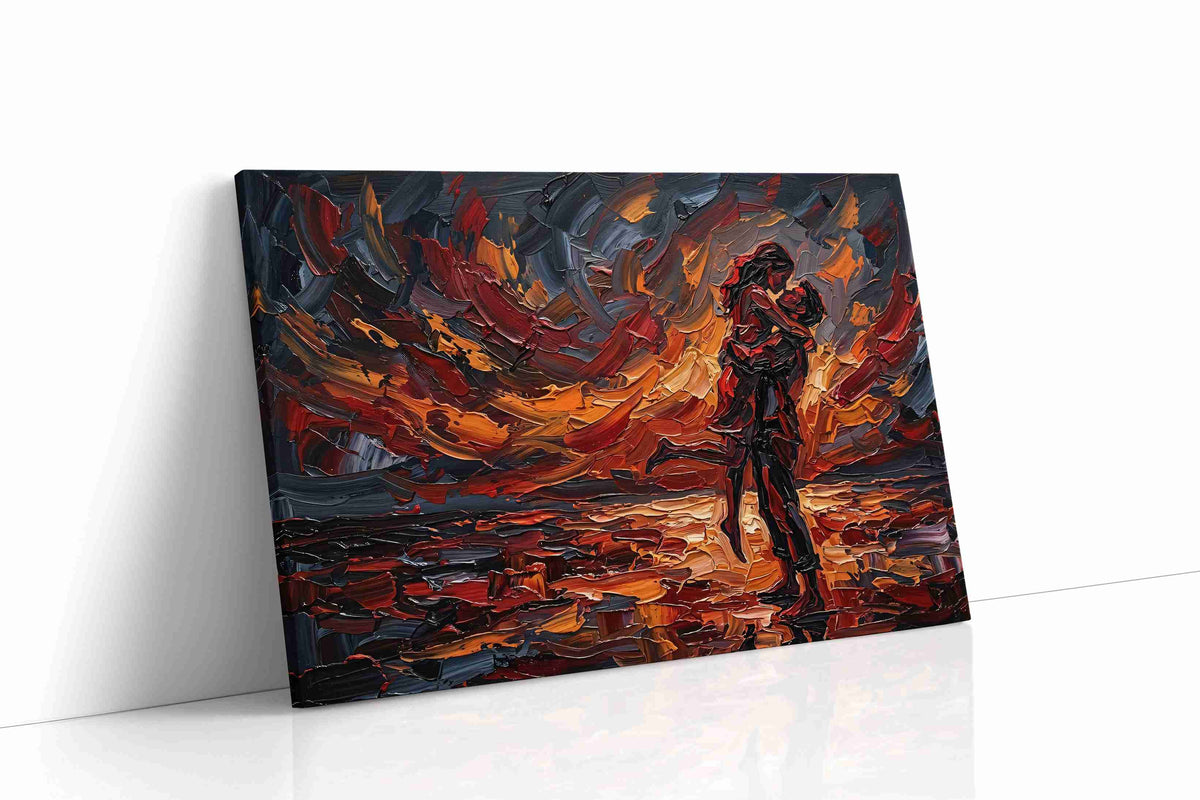Eternal Embrace of Fire romance canvas print, gallery-wrapped, ready to hang