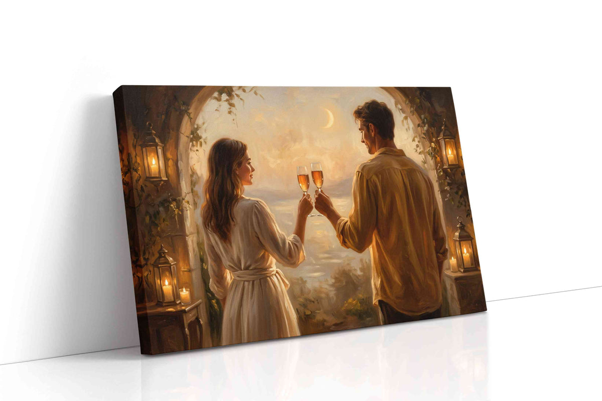 Eternal Evening Toast romance canvas print, gallery-wrapped, ready to hang