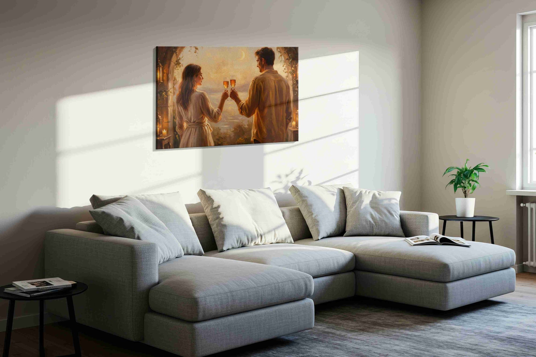 Eternal Evening Toast romance canvas print in a living room scene