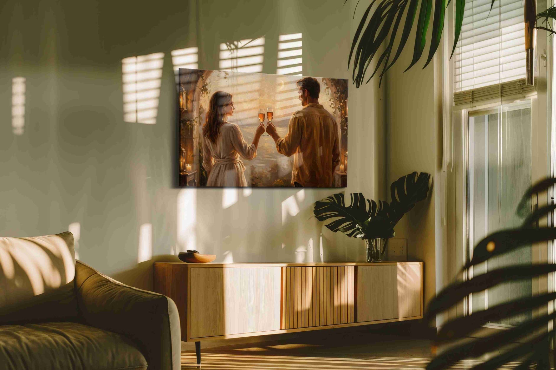 Eternal Evening Toast – romance canvas wall art, gallery-wrapped, ready to hang