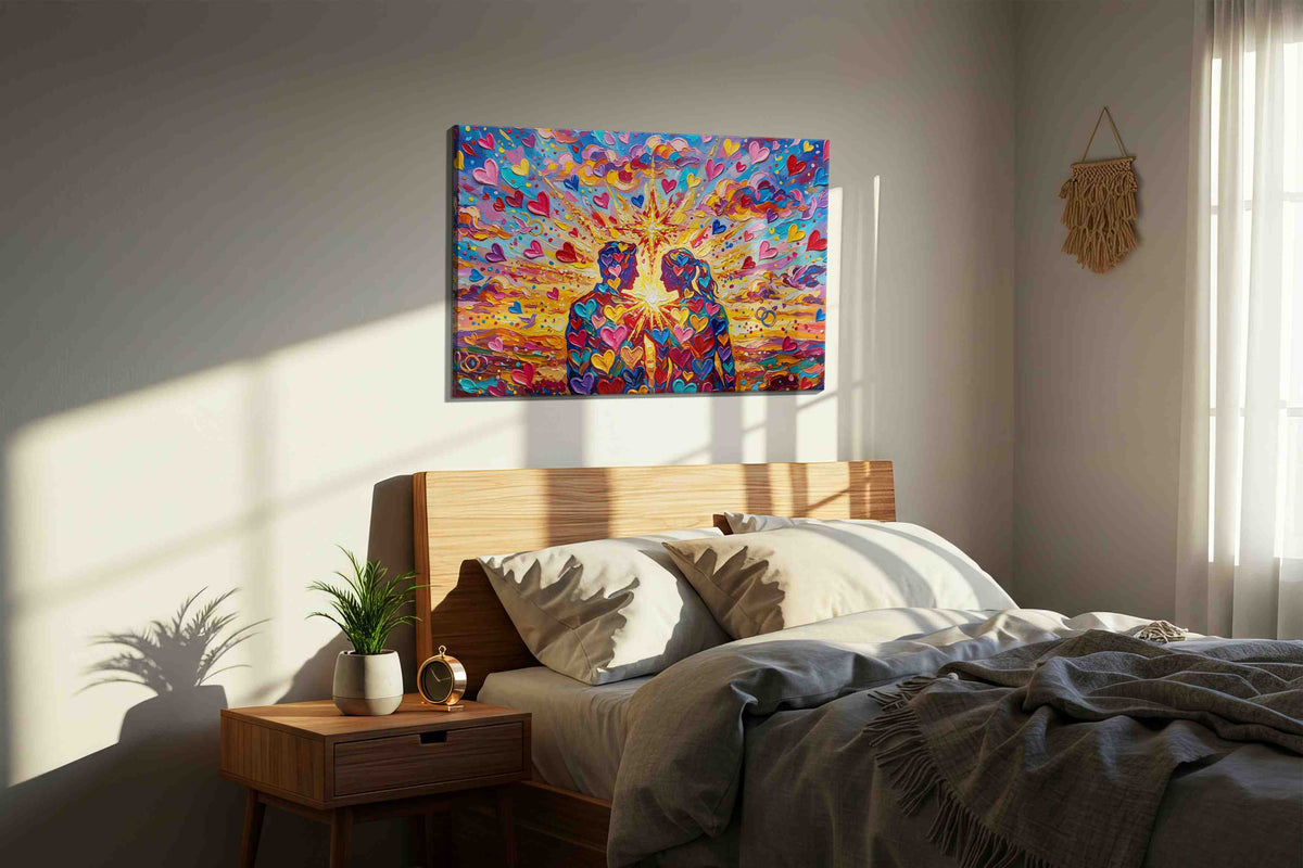 Eternal Love Symphony romance canvas print, displayed in a bedroom