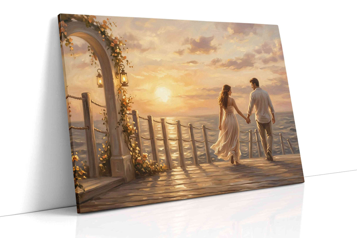 Eternal Sunset Stroll romance canvas print, gallery-wrapped, ready to hang