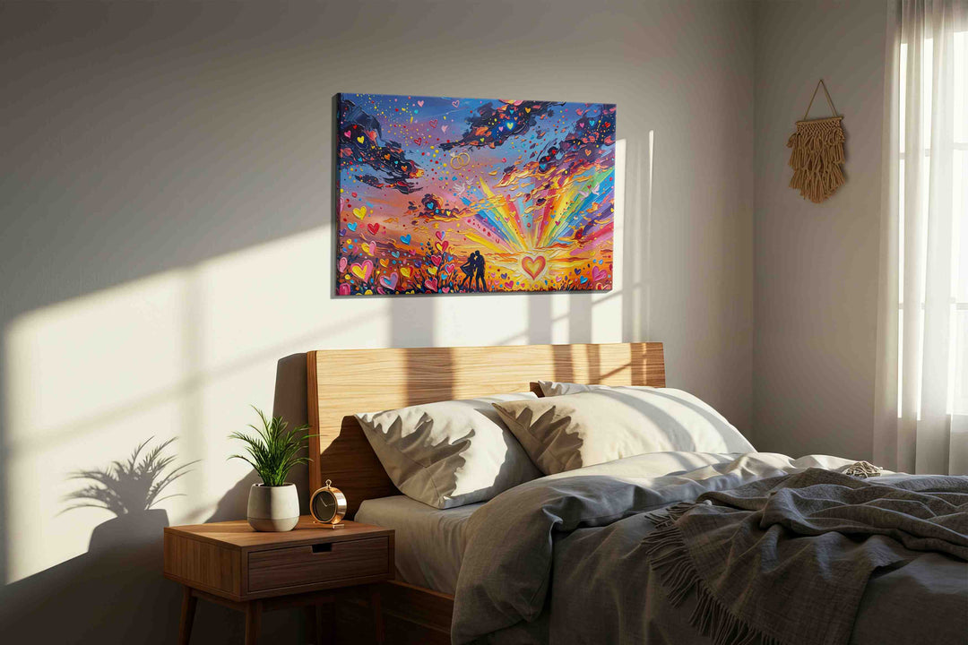 Love's Vibrant Sunset – romance canvas wall art, gallery-wrapped, ready to hang