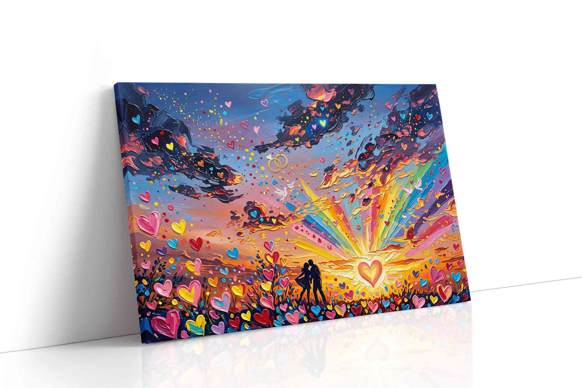 Love's Vibrant Sunset romance canvas print gallery-wrapped landscape canvas studio shot