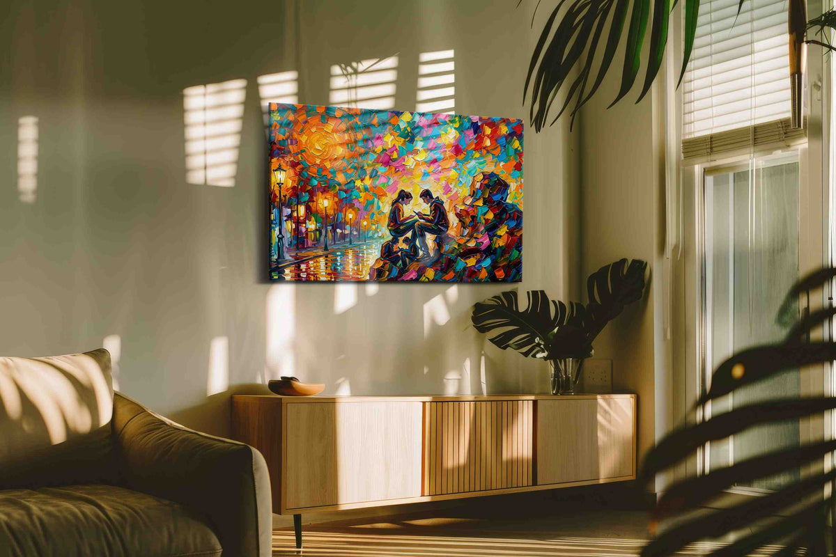 Luminous Evening Sentiments romance canvas print in a hung canvas mockup