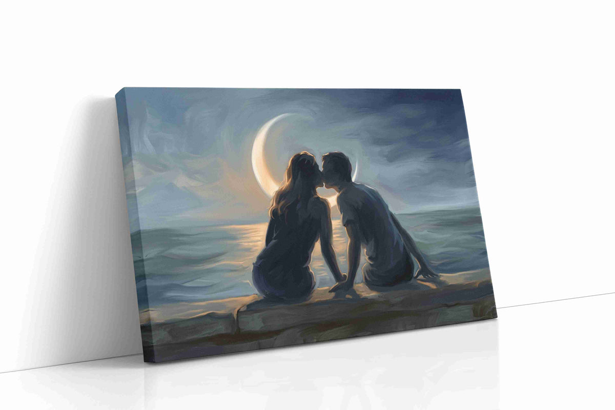 Moonlit Embrace romance canvas print gallery-wrapped landscape canvas studio shot