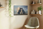 Moonlit Embrace romance canvas print in a living room scene